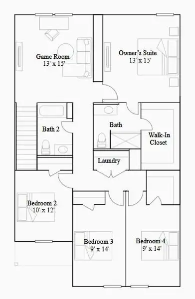 2D floor plan layout of this home in Magnolia Forest, Montgomery, TX (Image 4).