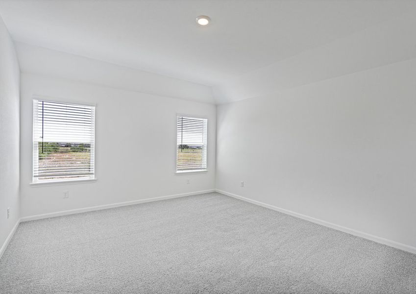 Master bedroom with two windows and ceiling fan light fixture Master bedroom with two windows and ceiling fan light fixture