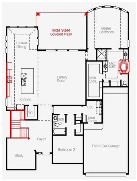 2D floor plan layout of this home in The Highlands 60', Porter, TX (Image 2).