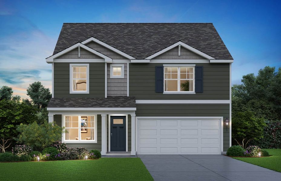 Representative exterior photo of a completed home built from the Holcombe by D.R. Horton in Peachtree Meadows, Rockwall, TX (Image 26).