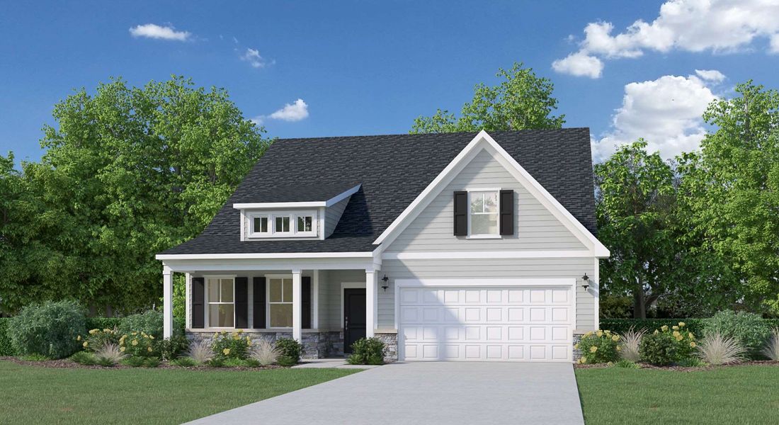 Front exterior of a new home in Halton Oaks, Roebuck, SC, highlighting curb appeal (Image 2). Front exterior of a new home in Halton Oaks, Roebuck, SC, highlighting curb appeal (Image 2).