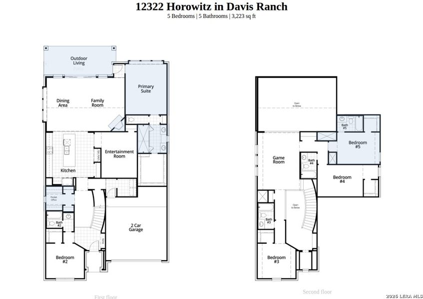 2D floor plan layout of this home in Davis Ranch, San Antonio, TX (Image 4).