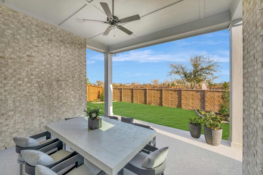 Representative exterior details of a home built from the The Begonia by David Weekley Homes in Meridiana - Ascent Collection, Manvel (Image 3).