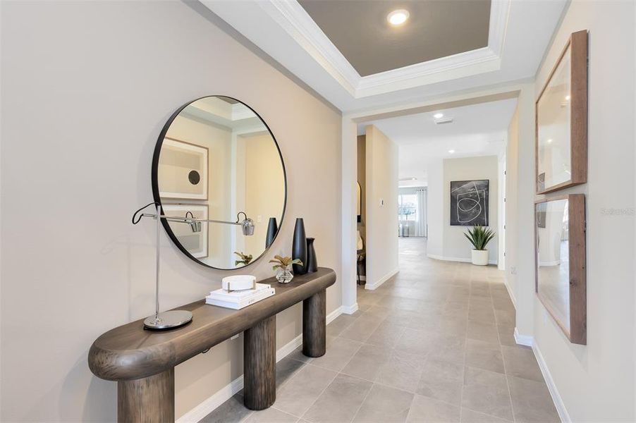 Model Home Design Only. Pictures and furnishings are for illustrative purposes only. Elevations, colors and options may vary. Furniture is for model home staging only.