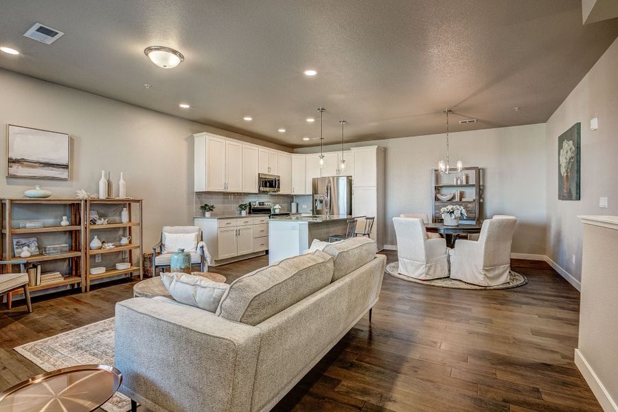 Representative furnished interior of a home built from the The Cascade by Landmark Homes in The Lakes at Centerra, Loveland (Image 6). Representative furnished interior of a home built from the The Cascade by Landmark Homes in The Lakes at Centerra, Loveland (Image 6).