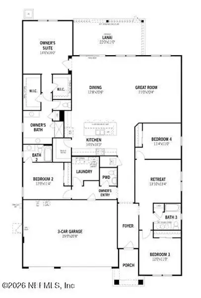 2D floor plan layout of this home in RiverTown, St. Johns, FL (Image 4).