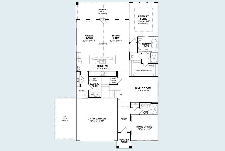 2D floor plan layout for the Santa Fe by K. Hovnanian® Homes in Kreymer at the Park, Wylie, TX (Image 19).