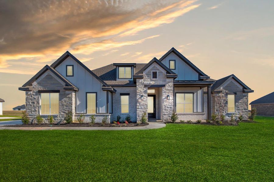 Elevation C with Stone | Concept 2623 at The Meadows in Gunter, TX by Landsea Homes