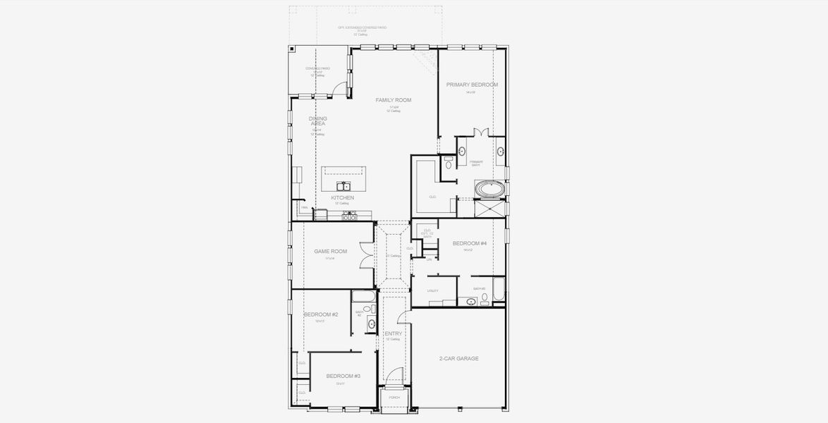 2D floor plan layout for the 2726W by Perry Homes in Windborne 100', Schertz, TX (Image 3).