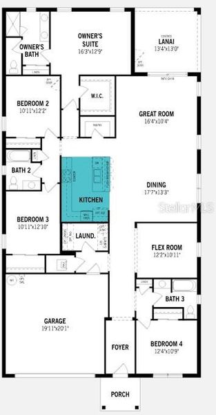 2D floor plan layout of this home in Meridian Parks, Orlando, FL (Image 2). 2D floor plan layout of this home in Meridian Parks, Orlando, FL (Image 2).