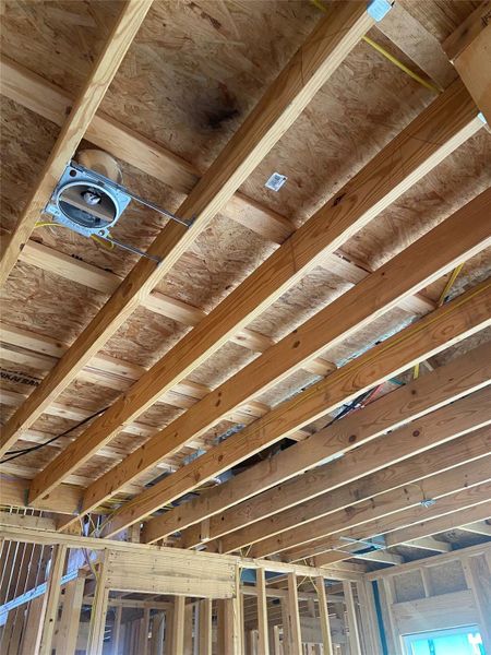 Lumber, lumber, lumber...ceiling joists on 16" centers for structural stability.