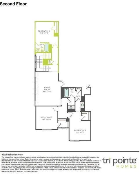 2D floor plan layout of this home in Woodson’s Reserve, Spring, TX (Image 4).
