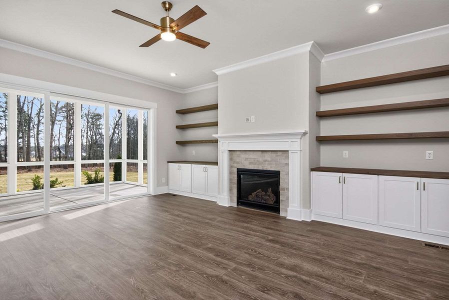 Representative unfurnished interior of a home built from the Brassfield Craftsman by Homes by Dickerson in Corbett Landing, Pittsboro (Image 9).