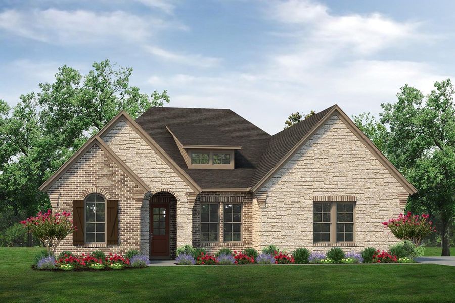 Front exterior of a new home in Eagle Ridge Estates, Weatherford, TX, highlighting curb appeal (Image 1). Front exterior of a new home in Eagle Ridge Estates, Weatherford, TX, highlighting curb appeal (Image 1).