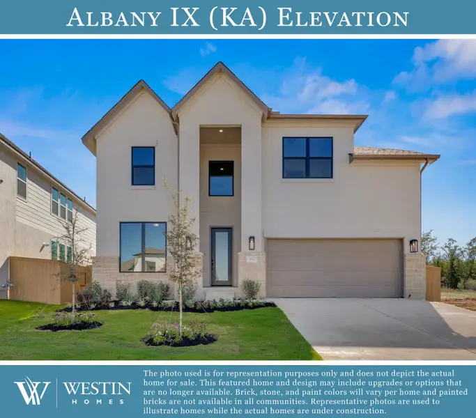 Front exterior of a new home in Nolina, Georgetown, TX, highlighting curb appeal (Image 1). Front exterior of a new home in Nolina, Georgetown, TX, highlighting curb appeal (Image 1).