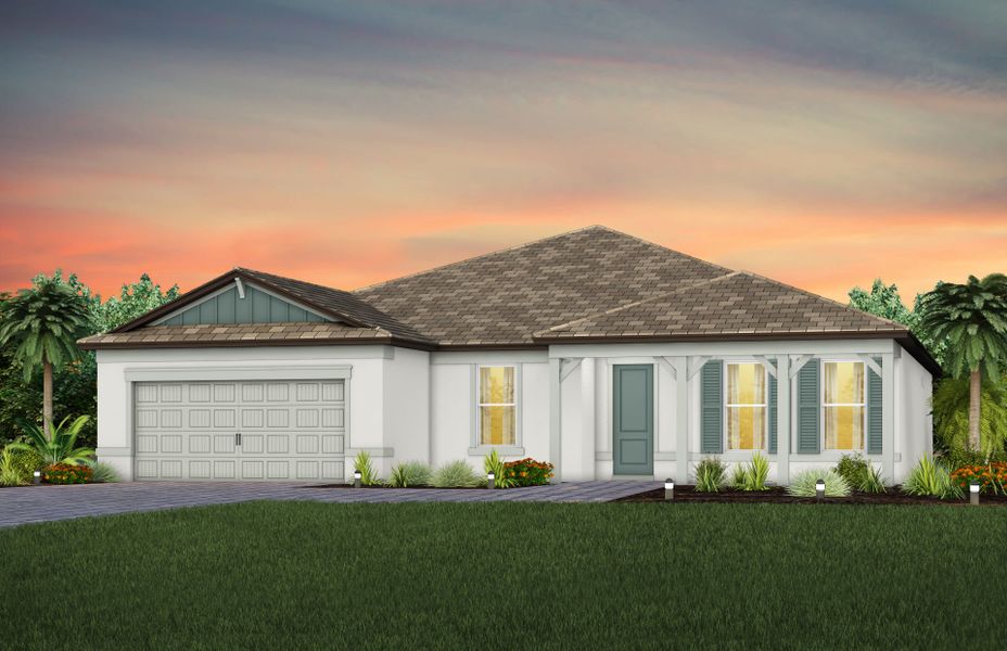 Representative exterior photo of a completed home built from the Stardom by Del Webb in Del Webb Explore North River Ranch, Parrish, FL (Image 21). Representative exterior photo of a completed home built from the Stardom by Del Webb in Del Webb Explore North River Ranch, Parrish, FL (Image 21).