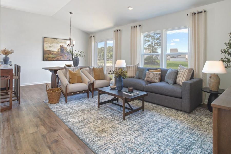 Representative furnished interior of a home built from the Plan 1445 by KB Home in Freeman Farms, Youngsville (Image 6). Representative furnished interior of a home built from the Plan 1445 by KB Home in Freeman Farms, Youngsville (Image 6).