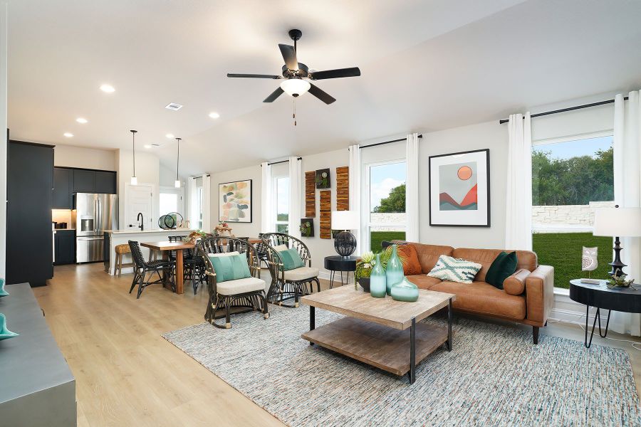 Representative furnished interior of a home built from the Hunters Ranch 1450 by Brohn Homes in Hunters Ranch, San Antonio (Image 16). Representative furnished interior of a home built from the Hunters Ranch 1450 by Brohn Homes in Hunters Ranch, San Antonio (Image 16).