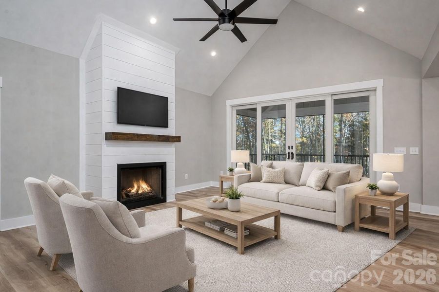 Virtually staged living room