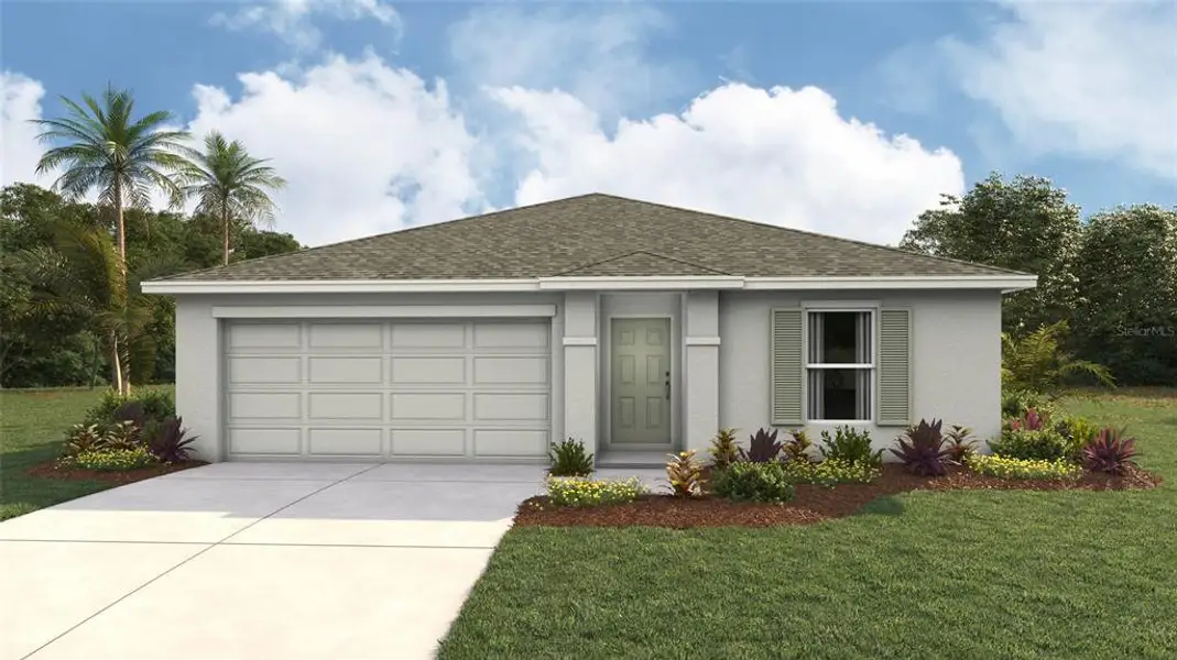Front exterior of a new home in McGinley Landing, Ocala, FL, highlighting curb appeal (Image 1).