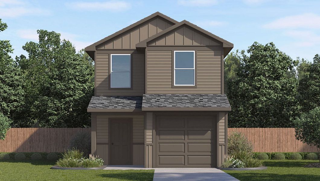 Representative exterior photo of a completed home built from the The Linnet by D.R. Horton in Seneca Trails, Leon Valley, TX (Image 21). Representative exterior photo of a completed home built from the The Linnet by D.R. Horton in Seneca Trails, Leon Valley, TX (Image 21).