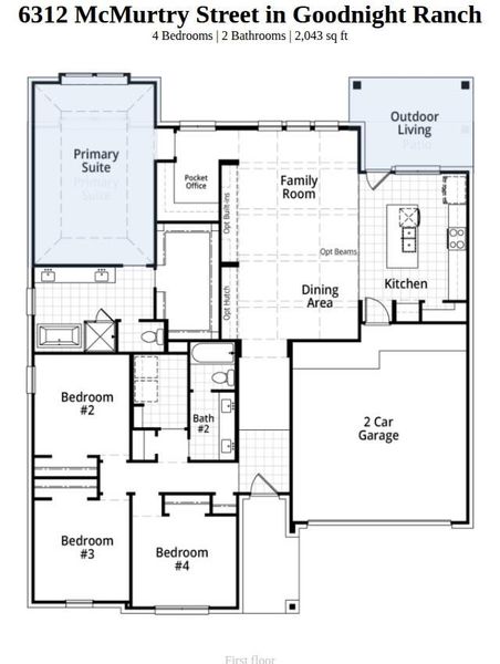 2D floor plan layout of this home in Goodnight Ranch, Austin, TX (Image 5). 2D floor plan layout of this home in Goodnight Ranch, Austin, TX (Image 5).