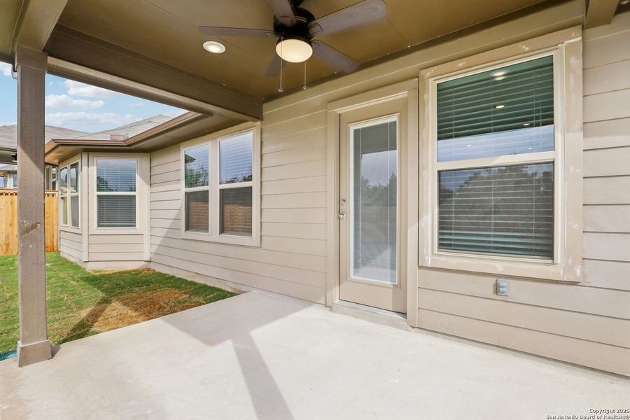 Exterior details and patio area of a home in Legendary Trails - Classic Series, Cibolo (Image 22).