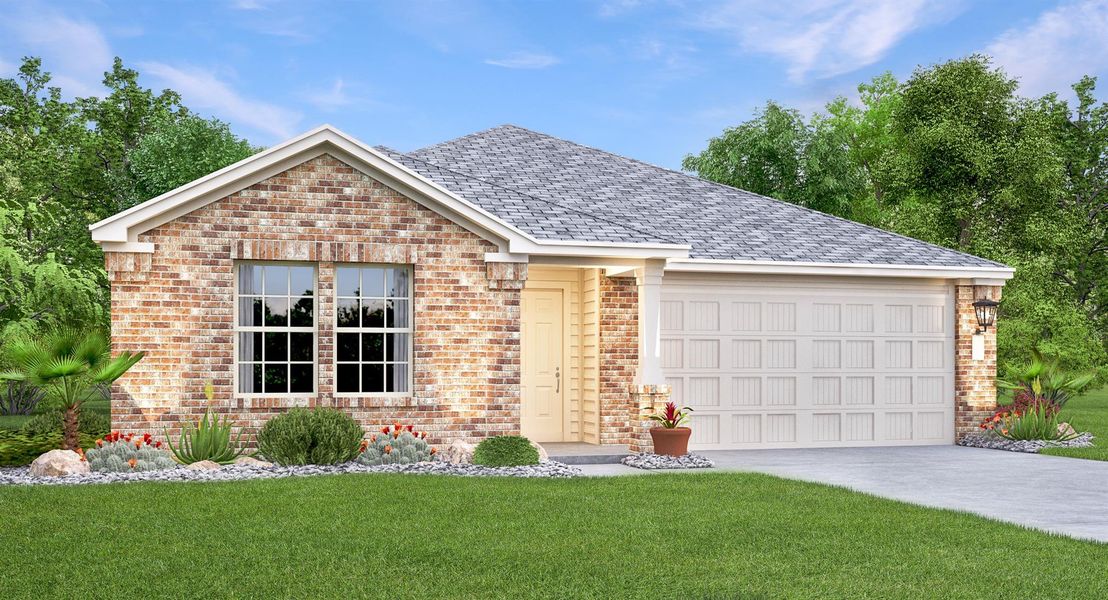 Front exterior of a new home in Clayton Ranch, Copperas Cove, TX, highlighting curb appeal (Image 14).