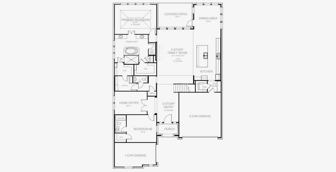 2D floor plan layout for the 3719W by Perry Homes in Sienna 60', Missouri City, TX (Image 3). 2D floor plan layout for the 3719W by Perry Homes in Sienna 60', Missouri City, TX (Image 3).