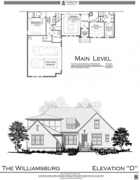 Representative rendering of the exterior for the Williamsburg by Celebration Homes (Image 7).