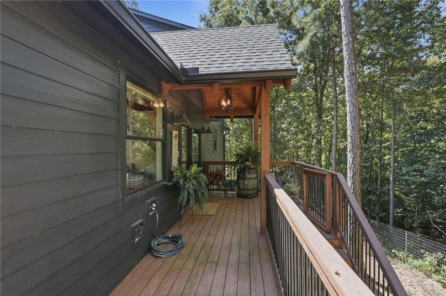 Exterior details and patio area of a home in , Ellijay (Image 28).