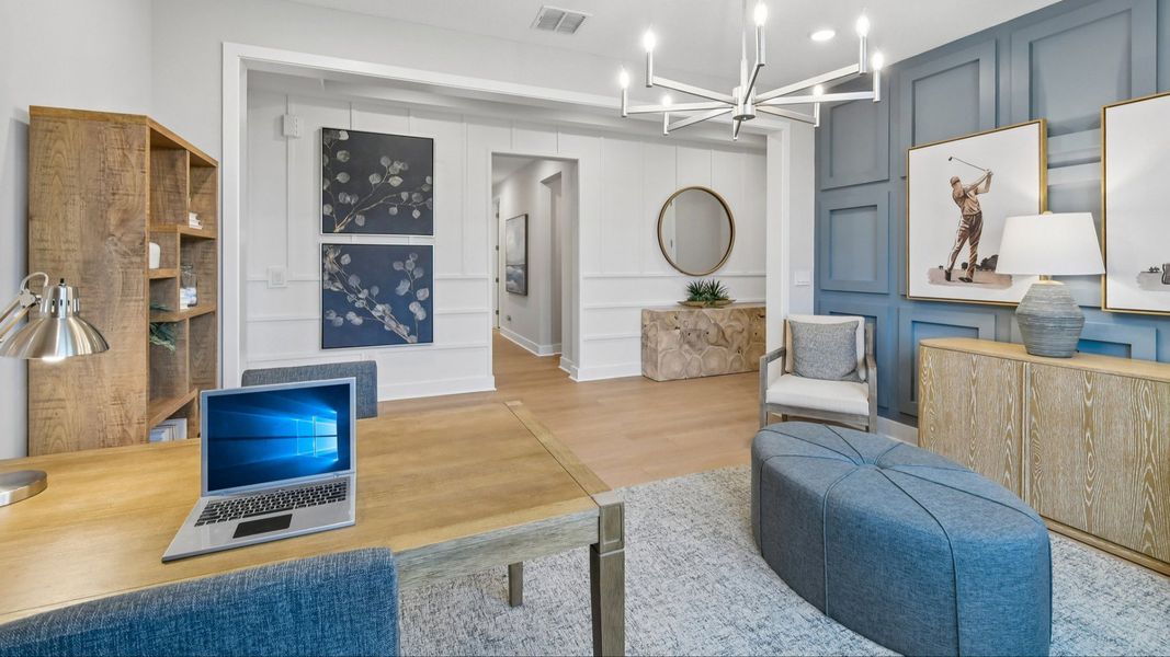 Flex Space Shown as Staged Office in the Marigold Floor Plan at Haven at Diamond Springs