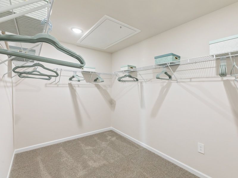 Walk in closet in the Chatham floorplan at a Meritage Homes community in Angier, NC.