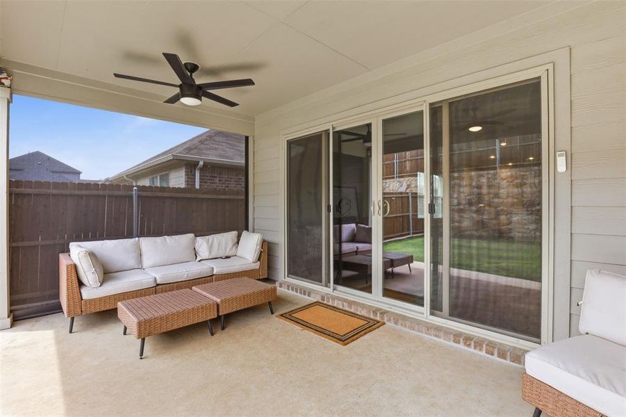 Exterior details and patio area of a home in Tesoro at Chisholm Trail Ranch, Crowley (Image 30). Exterior details and patio area of a home in Tesoro at Chisholm Trail Ranch, Crowley (Image 30).