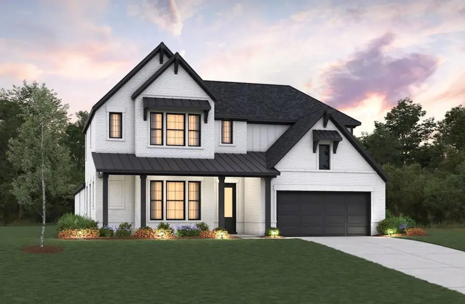 Front exterior of a home in the Ellwood: Prestige Collection community, located in Iowa Colony, TX (Image 11).