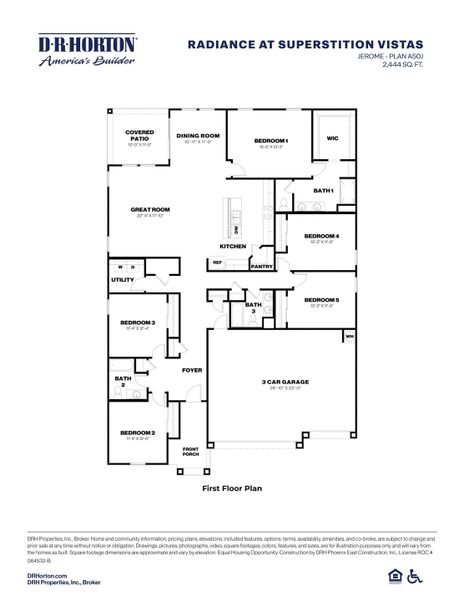 2D floor plan layout for the Jerome by D.R. Horton in Radiance at Superstition Vistas, Apache Junction, AZ (Image 5).