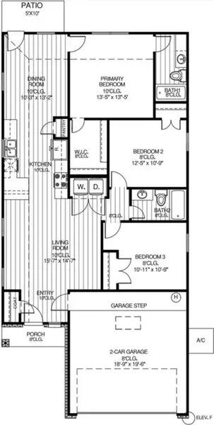 2D floor plan layout for the Bluebonnet by Home Creations in Hill & Dale Ranch, Splendora, TX (Image 3). 2D floor plan layout for the Bluebonnet by Home Creations in Hill & Dale Ranch, Splendora, TX (Image 3).