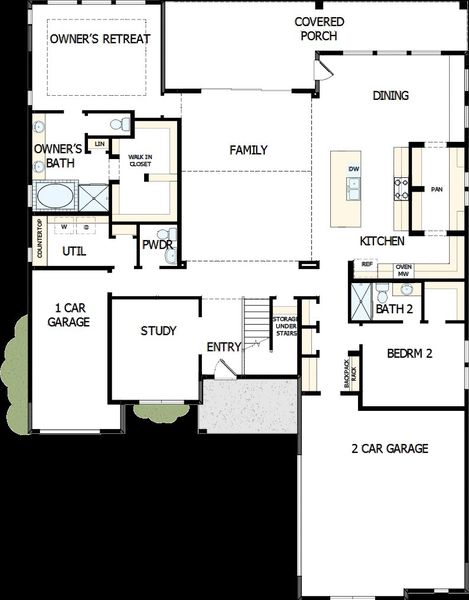 2D floor plan layout of this home in Northshore at Lakewood Village - Classic Series, Lakewood Village, TX (Image 2).