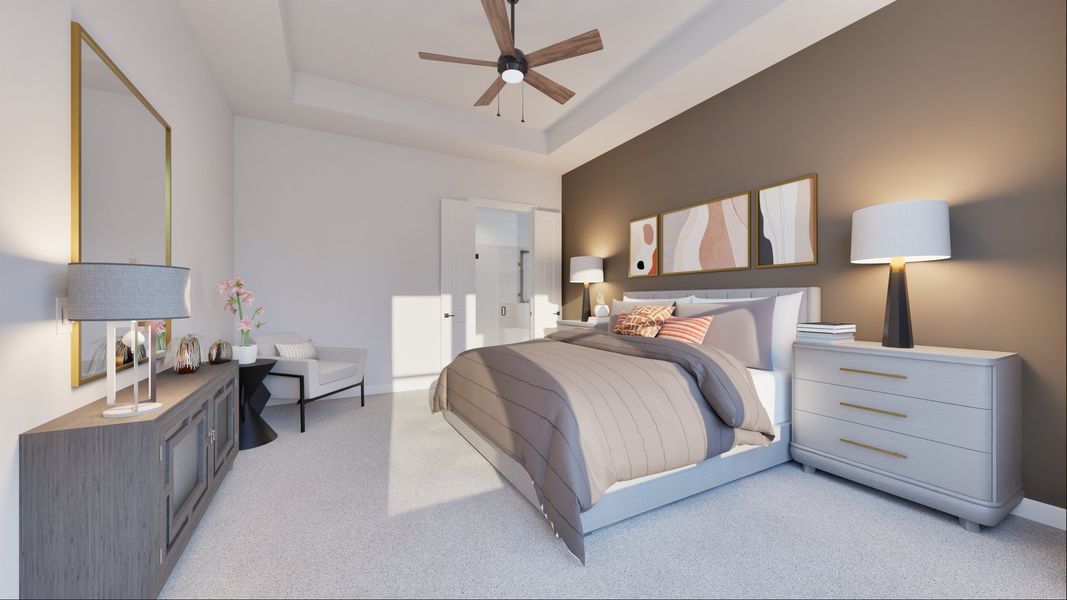 Furnished interior view inside a new home in 6 Creeks, Kyle (Image 4).