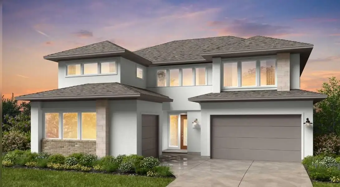 Front exterior of a new home in Avalon at Cypress, Cypress, TX, highlighting curb appeal (Image 1). Front exterior of a new home in Avalon at Cypress, Cypress, TX, highlighting curb appeal (Image 1).
