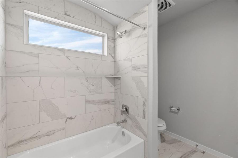 Full guest bathroom. Sample photo of completed home with similar floor plan. Actual colors and selections may vary.