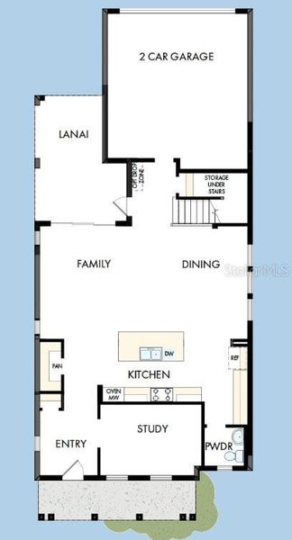 2D floor plan layout of this home in Emerald Landing at Waterside at Lakewood Ranch – Cottage Series, Sarasota, FL (Image 4).