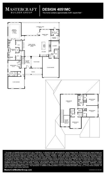 2D floor plan layout for the 4051MC by MasterCraft Builder Group in SilverLeaf, St. Augustine, FL (Image 3).