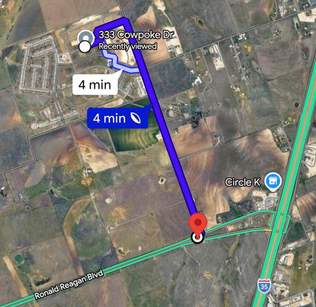 Easy access to Ronald Reagan and Interstate 35