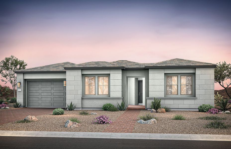 Representative exterior photo of a completed home built from the Voyage by Pulte Homes in Saguaro Reserve - Majesty, Marana, AZ (Image 13).