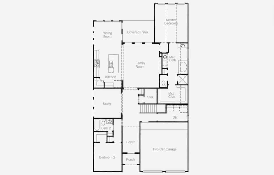 2D floor plan layout for the Mineola by Coventry Homes in Dominion of Pleasant Valley 50', Wylie, TX (Image 4).
