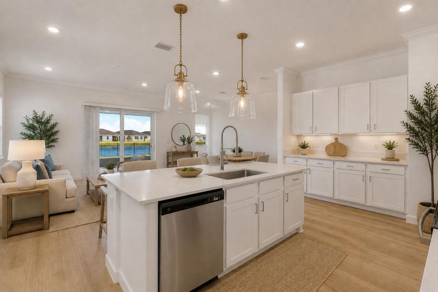 Kitchen angle with Great room background