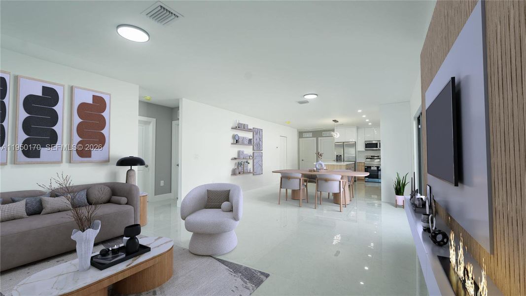 Furnished interior view inside a new home in , Miami (Image 6). Furnished interior view inside a new home in , Miami (Image 6).