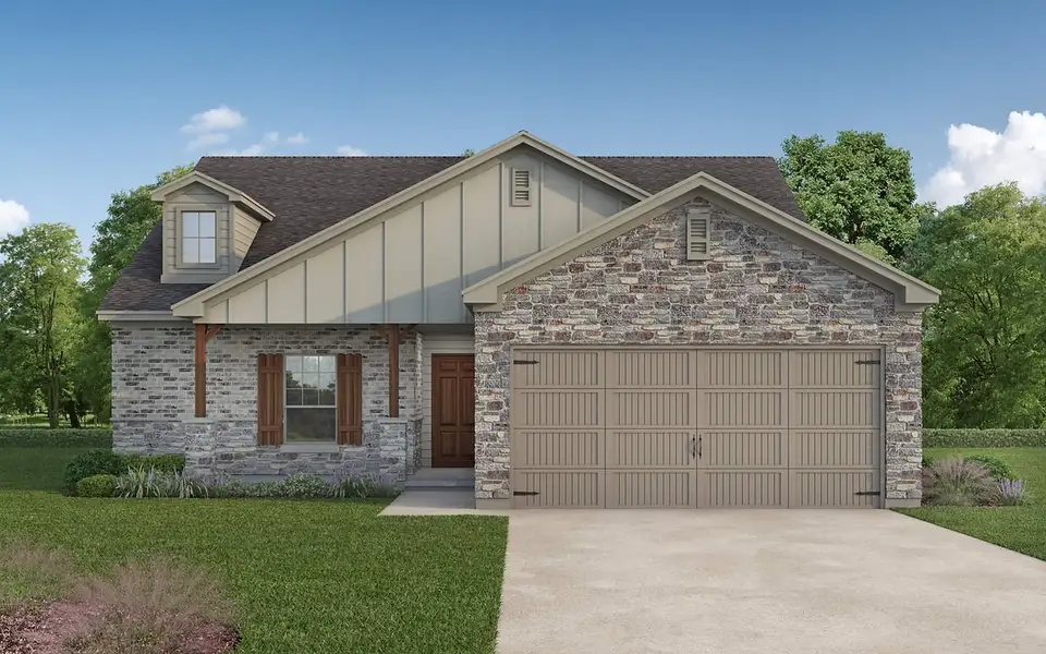 Representative exterior photo of a completed home built from the Caldwell by Kendall Homes in Russell Ranch, Bay City, TX (Image 8). Representative exterior photo of a completed home built from the Caldwell by Kendall Homes in Russell Ranch, Bay City, TX (Image 8).