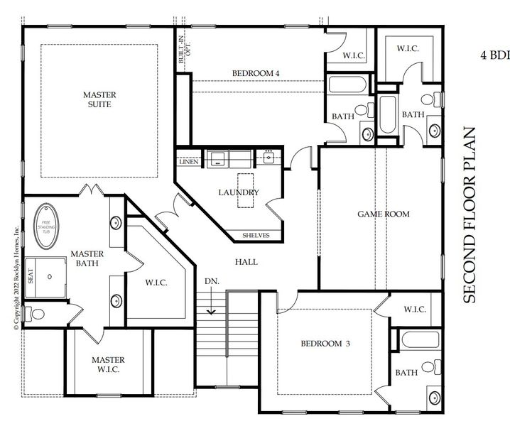 2D floor plan layout for the Chadwick by Rocklyn Homes in Waterford at Briarcliff, Atlanta, GA (Image 3).